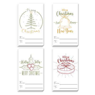 Beshoul Merry Christmas Gift Tags, 40pcs Winter Holiday Gifts Tags Stickers, Happy New Year Present Writable Name Labels Decorations for Festival Party- B03