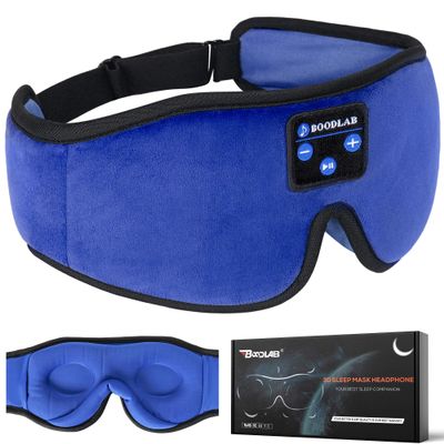 3D Sleep Mask with Bluetooth 5.4 Headphones, Wireless Music Headphones Eye Mask for Side Sleepers, Built-in HD Stereo Speakers, Adjustable & Blackout Noise Cancelling Sleeping Mask for Men Women