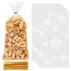 Christmas Cellophane Treat Bags - Christmas Candy Bags, 50 Pcs Clear Snowflake Cellophane Gift Bag with Ties, Cello Plastic Goodie Snack Cookie Bag for Xmas Winter Holiday Goody Party Favors Supplies view 1