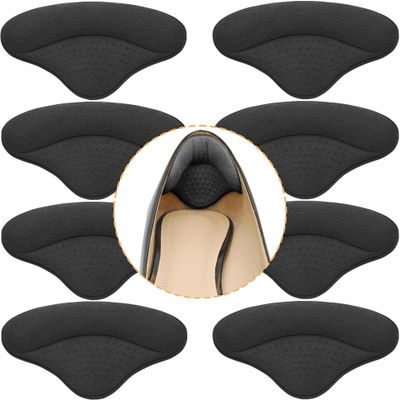 4 Pairs Heel Pads Heel Grips Liner for Loose Shoes, Heel Cushion Pads Heel Inserts for Shoe Too Big Men Women- Ultra Soothing Heel Protectors for Heel Pain, Heel Slipping, Blisters, Friction(Black)