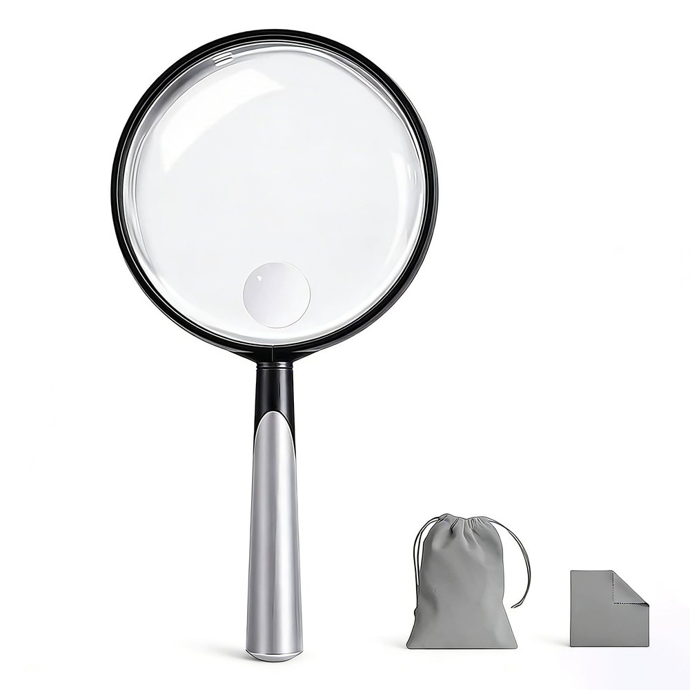 10X 30X Handheld Magnifying Glass for Reading- 90mm Diameter, PMMA Lens, Lightweight ABS Frame, Reading Magnifier for Seniors,Suitable for Close Work Hobbies and Science