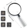 10X 30X Handheld Magnifying Glass for Reading- 90mm Diameter, PMMA Lens, Lightweight ABS Frame, Reading Magnifier for Seniors,Suitable for Close Work Hobbies and Science view 2