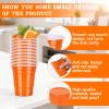 Pineburg Orange Plastic Cups 16oz 100 Pack - Disposable Party Cups for Construction Truck Birthday Safari Animal Sports Summer Graduation Wedding view 3