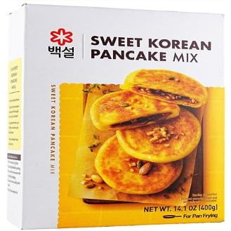 Beksul Korean Sweet Pancake Mix (Hotteok) Glutinous Rice Flour Based with Filling Mix, 400g Box I DAHLORE