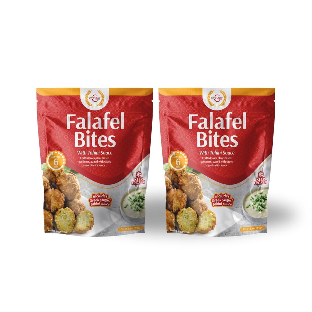 Cavo Greco Foods Falafel Bites with Tahini Sauce, Plant-Based Greek Appetizer, Frozen, 2 Pack, 8.5 Ounces
