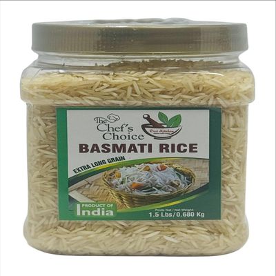 Desi Kitchen Chefs Choice Basmati Rice | Extra Long Grain | 1.5 lbs (0.68kg) Jar | Premium Product of India