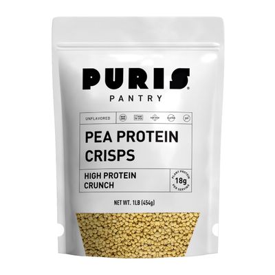 PURIS Pea Protein Crisps Plant-Based Crunch | 18g Protein Per Serving | Non-GMO Gluten-Free Soy-Free | No Sugar | Clean Label Inclusion for Snacks, Bars & Baking | Made in USA | Unflavored | 1 lb
