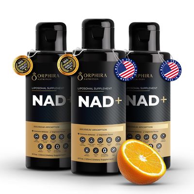 Orphira Liquid Liposomal NAD+ Supplement - 10x Better Absorption for Cellular Energy, Mental Clarity, Healthy Aging & Vitality Support - Enhanced NAD Plus, Vegan, Non-GMO - 30 Servings Each (3 Pack)