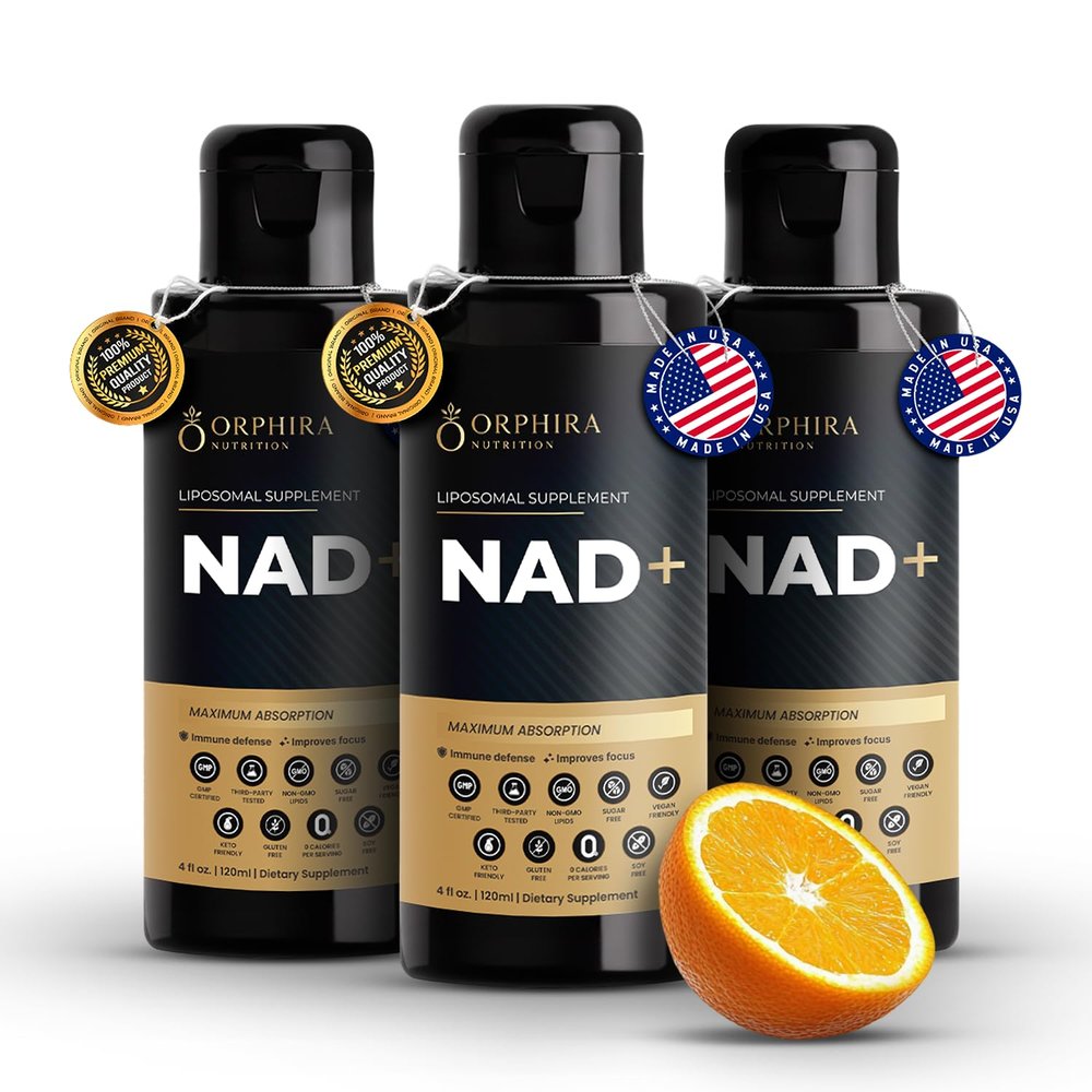 Orphira Liquid Liposomal NAD+ Supplement - 10x Better Absorption for Cellular Energy, Mental Clarity, Healthy Aging & Vitality Support - Enhanced NAD Plus, Vegan, Non-GMO - 30 Servings Each (3 Pack)