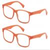 V.W.E. 2 Pairs Casual Rectangular Reading Glasses - Stylish Simple Readers Magnification Transparent Blue Red Clear (2 Coral Orange, 2.00, x) view 2