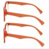 V.W.E. 2 Pairs Casual Rectangular Reading Glasses - Stylish Simple Readers Magnification Transparent Blue Red Clear (2 Coral Orange, 2.00, x) view 3