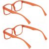 V.W.E. 2 Pairs Casual Rectangular Reading Glasses - Stylish Simple Readers Magnification Transparent Blue Red Clear (2 Coral Orange, 2.00, x) view 4