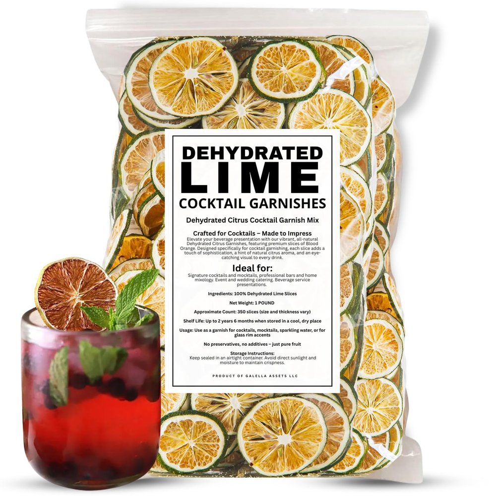 1 POUND COCKTAIL GARNISHES - Speakeasy Dehydrated Lime Slices 1 lb Bulk Bag Premium Cocktail Garnish for Margaritas, Mojitos & Teas