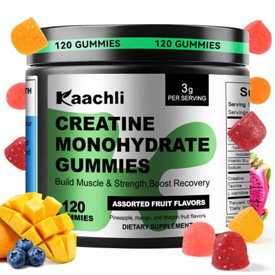 KAACHLI Creatine Monohydrate Gummies for Women,3000mg Creatine with Taurine and L-carnitine,Vegan Sugar-Free for Muscle Shaping and Growth,Creatine Gummies ForIdeal for Gym Women and Men,120 Count