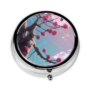Small Pink Flowers3 Compartment Pillbox, A Portable Medicine Box That Holds Vitamins, Medications, Fish Oil and Supplements.