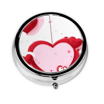 Little Red Heart3 Compartment Pillbox, A Portable Medicine Box That Holds Vitamins, Medications, Fish Oil and Supplements.