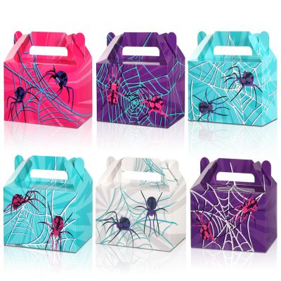 24 Pcs Spider Party Favor Boxes for Girls Spiderweb Birthday Party Supplies Spider Candy Gable Boxes Spiderweb Theme Table Decorations for Comic Heroes fans Kids Baby Shower Game Parties