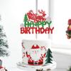 Naicaek Merry Christmas Happy Birthday Cake TopperRed & Green Glitter New Year Christmas Party Supplies,Winter Holiday Cake Picks-Boys Girls Birthday Party Supplies view 1