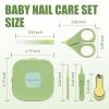 Baby Nail Care Set, 5 in 1 Baby Nail File Clippers Infant Grooming Kit Manicure Set for Newborn, Infant, Toddler, and Kids, Green view 2