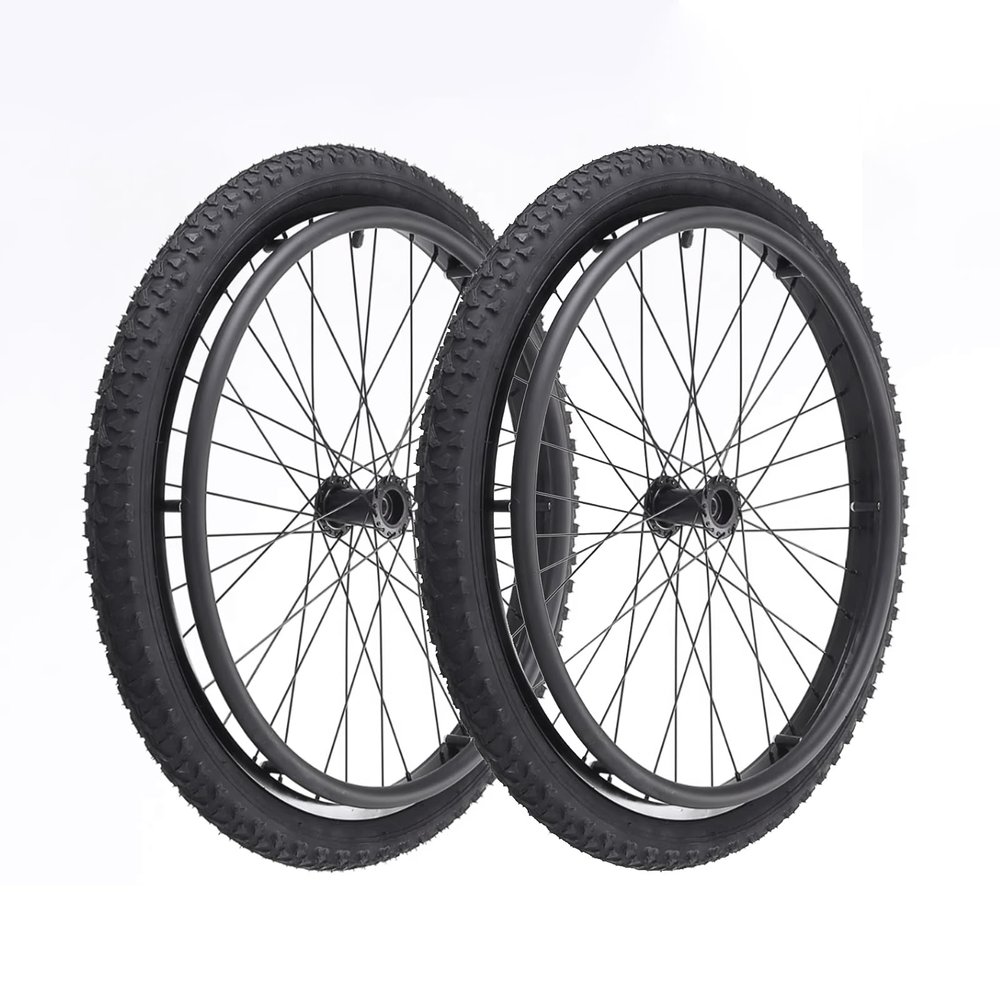 (1PR,Black) Wheelchair rear wheel replacement 24x1"wheel,With Bearings and Hand Rim,Replacement parts,Wheel Accessories(Size:24 inches)