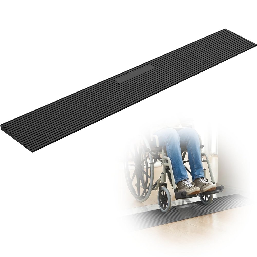 FACHNUO 0.6" Rise Rubber Threshold Ramp for Doorways, 35.4" Wide, 3306 LBS Load Capacity Wheelchair Ramp - Cuttable Non-Slip Rubber Ramp, Secure and Stable for Curbs, Wheelchairs, Walkers and Scooters