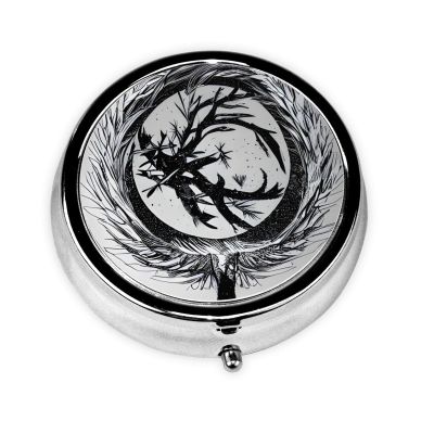 The Abstractionist Tree3 Compartment Pillbox, *A Portable Medicine Box That Holds Vitamins, Medications, Fish Oil and Supplements.