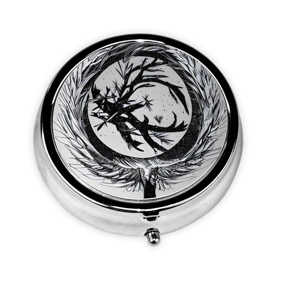 The Abstractionist Tree3 Compartment Pillbox, *A Portable Medicine Box That Holds Vitamins, Medications, Fish Oil and Supplements.