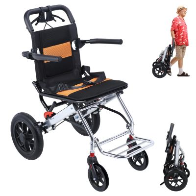 Wheelchairs for Adults Transport Chairs Lightweight Foldable with Sponge Armrest, 21LBS Ergonimic Portable Folding Travel Wheel Chairs for Seniors,Transfer Chair with 11" Wheels for All Terrains