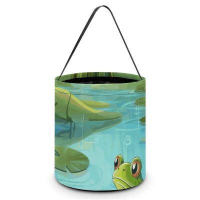 RTFGHJS Frog in A Pond Halloween Treat Bags with Handles Candy Bucket for Trick Or Treating, Party Favor Bags