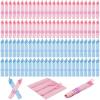 100Pack Pre Rolled Gender Reveal Cutlery Set with Napkins, Pink & Blue Disposable Plastic Silverware for Baby Shower, Birthday Party, Boy or Girl Reveal Party, Pre Wrapped Utensils Tableware
