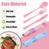 100Pack Pre Rolled Gender Reveal Cutlery Set with Napkins, Pink & Blue Disposable Plastic Silverware for Baby Shower, Birthday Party, Boy or Girl Reveal Party, Pre Wrapped Utensils Tableware view 4