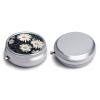 Pill Box 3 Compartment Daisy Print Pill Organizer Cute Round Portable Metal Pill Case for Pocket Or Purse Holder to Hold Vitamins Medication Fish Oil and Supplements view 3