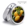 Pill Box 3 Compartment Fresh Lemon Print Pill Organizer Cute Round Portable Metal Pill Case for Pocket Or Purse Holder to Hold Vitamins Medication Fish Oil and Supplements view 2