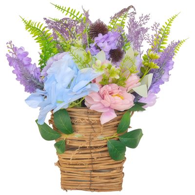 Artificial Lavender Wreaths Realistic, 2 Pcs of Hanging Baskets Floral Blue Lavender, Door Decor Home All Season, Mother's Day