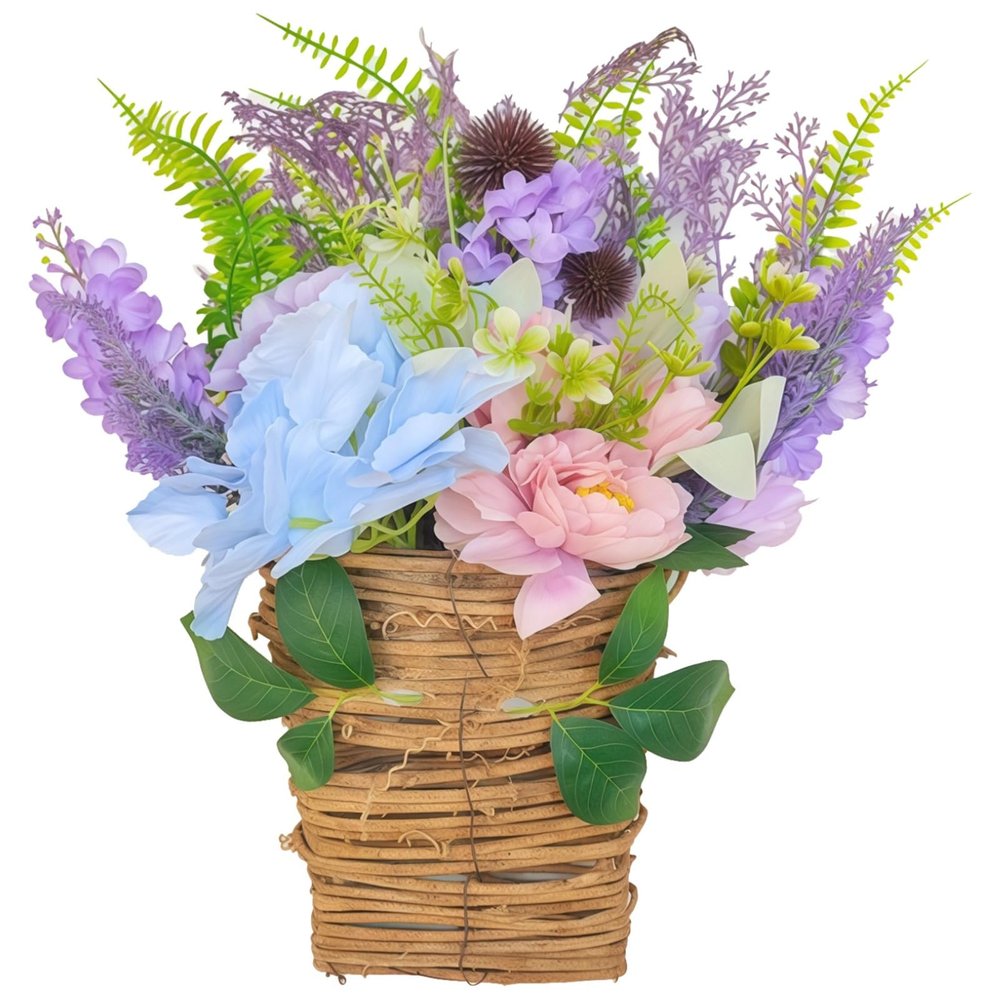 Artificial Lavender Wreaths Realistic, 2 Pcs of Hanging Baskets Floral Blue Lavender, Door Decor Home All Season, Mother's Day