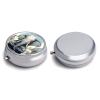 Pill Box 3 Compartment Car Elephant Print Pill Organizer Cute Round Portable Metal Pill Case for Pocket Or Purse Holder to Hold Vitamins Medication Fish Oil and Supplements view 3