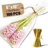 Vindafjord 100 Pack 6x 10 Clear Cello Gift Bags with Twist Ties view 1