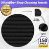 HOMERHYME Microfiber Cleaning Cloth, 150 Pack Black Cleaning Rags Microfiber Towel Bulk Absorbent Lint-Free Wash Cloths, All-Purpose Towels for Cars, Shop, Automotive, Garage, Home & Kitchen view 2