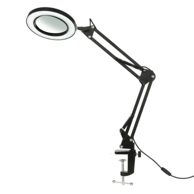 10X Magnifying Glass with Light, 1,800 Lumens Stepless Dimmable, 3 Color Modes, 4.2 Real Glass Lens LED Magnifying Desk Lamp & Clamp (Short Version-Black)