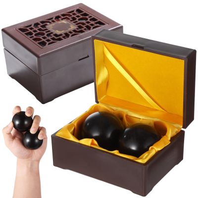 2 Pcs Baoding Balls, Blackwood Hand Exercise Balls With Case, Hand Grip & Massage Tools For Finger Dexterity