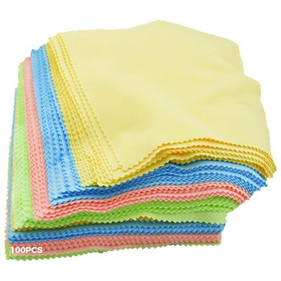 wkao Vibrant Color Microfiber Cloth, 100 Pcs Pre-Cut Squares, Eyeglass, Phone, Camera Lens Cleaning, Fiber Material, Ideal for Sewing, Patchwork