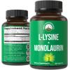 Peak Performance L Lysine 1000mg + Monolaurin 500mg High Potency Supplement for Lips, Skin, & Immune Support - L-Lysine 2-in-1 Bioavailable Supplements for Men and Women - 60 Capsules view 1