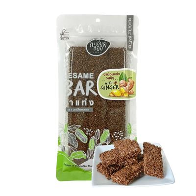 Crispy Sesame Snack Bars Crunchy Traditional Asian Sesame Candy Bar, Sweet Nutty Flavor, 80g Each (Pack of 3) (80grams, with ginger)