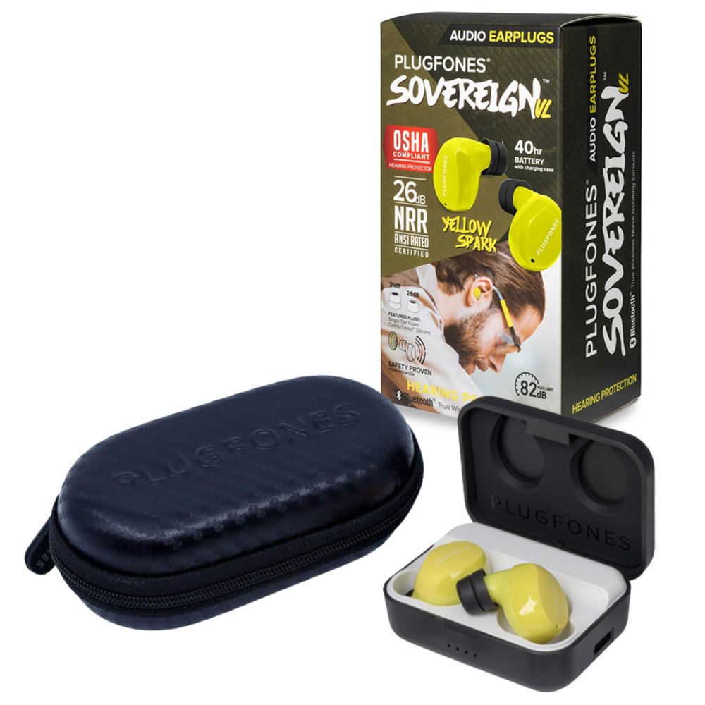 Plugfones Sovereign VL Bluetooth Earplug Earbuds, 82dB Volume Limited OSHA