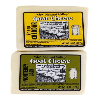 Amish Country Sharp Cheddar (8oz) and Monterey Jack (8oz) Goat Cheese
