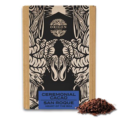 Origen Ceremonial Cacao San Roque 100% Pure Cacao Drink Unsweetened, Antioxidant-Rich Indigenous Criollo, Single-Origin Vegan Grated, 16 oz