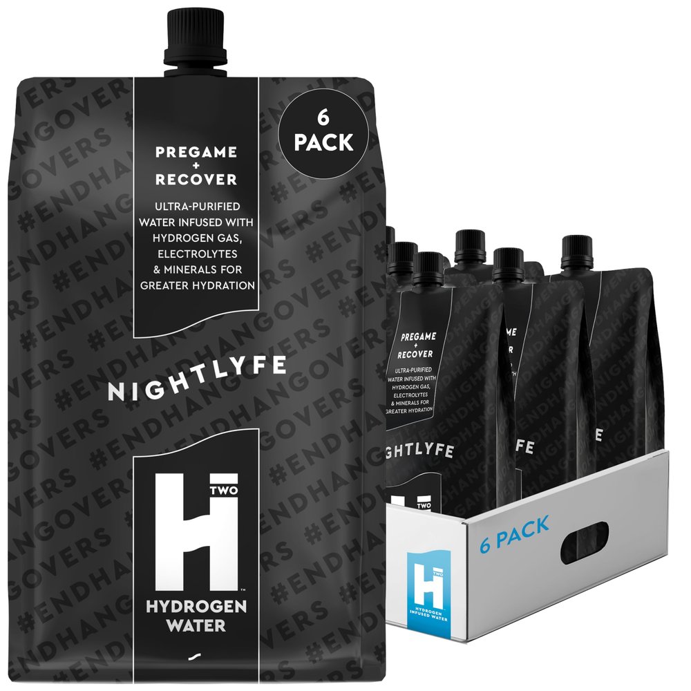 HTWO Molecular Hydrogen Water, Nightlyfe, Unflavored, 16.9 oz 6-Pack