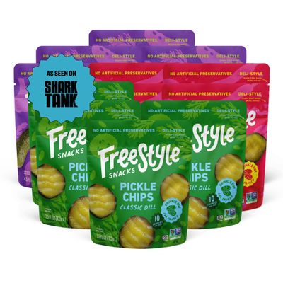 Freestyle Snacks Pickle Variety Snack Packs - 3 Flavors of All Natural, Fresh-Packed Deli-Style Pickles - Non-GMO, Kosher, Gluten-Free, Low Calorie Snacks - 3.5 Ounce (12 Pack)