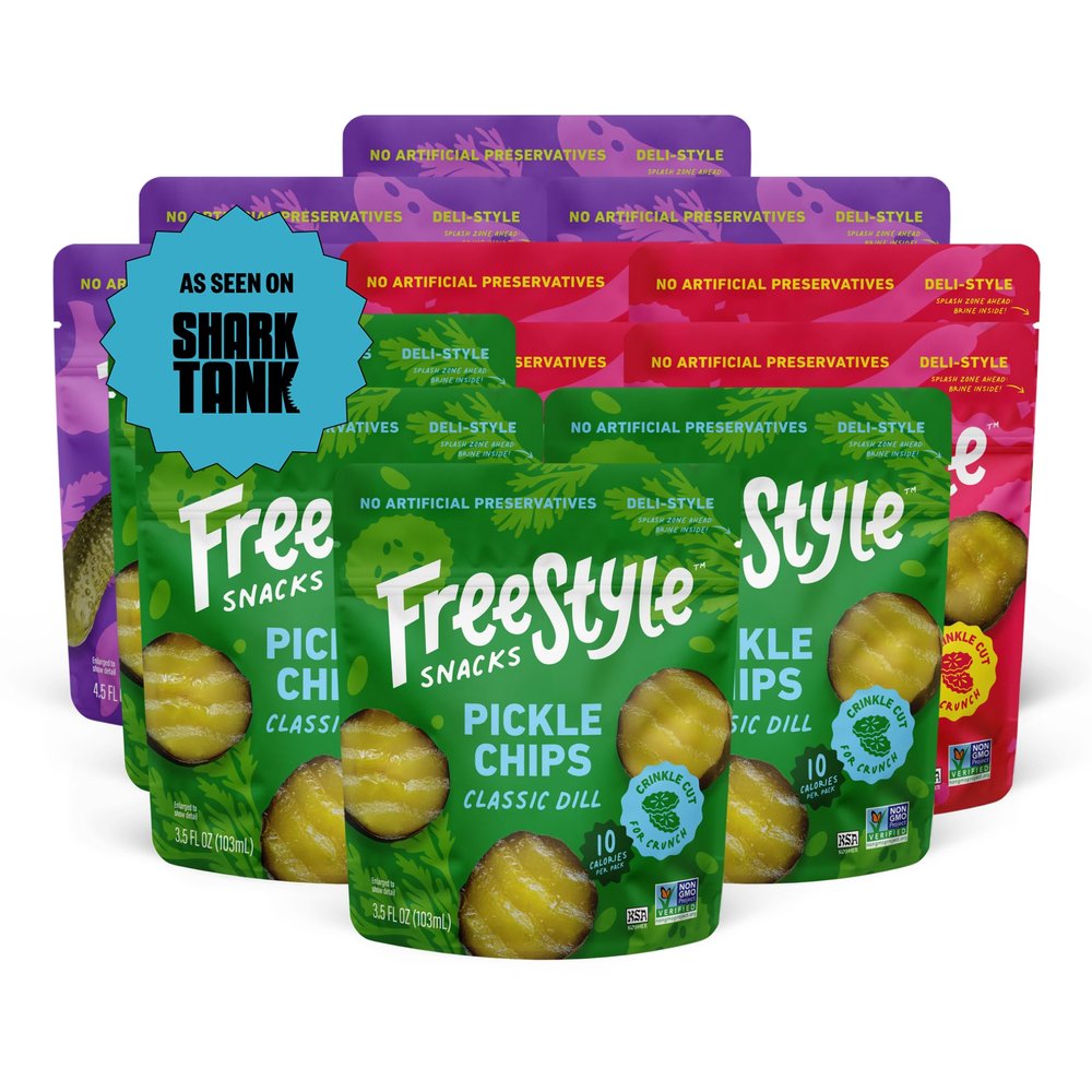 Freestyle Snacks Pickle Variety Snack Packs - 3 Flavors of All Natural, Fresh-Packed Deli-Style Pickles - Non-GMO, Kosher, Gluten-Free, Low Calorie Snacks - 3.5 Ounce (12 Pack)