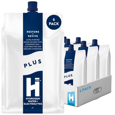HTWO Plus Molecular Hydrogen Water with Electrolytes, Original Unflavored, Sugar Free Hydration Packets, 16.9oz 6 Pack, Energy Sports Drink, Performance & Recovery Support, Alternative to Hydrogenated Tablet - no Prep/Mess, 15 ppm